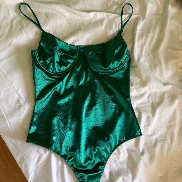 Emerald Green Corset Bodysuit - Picture 1 of 4